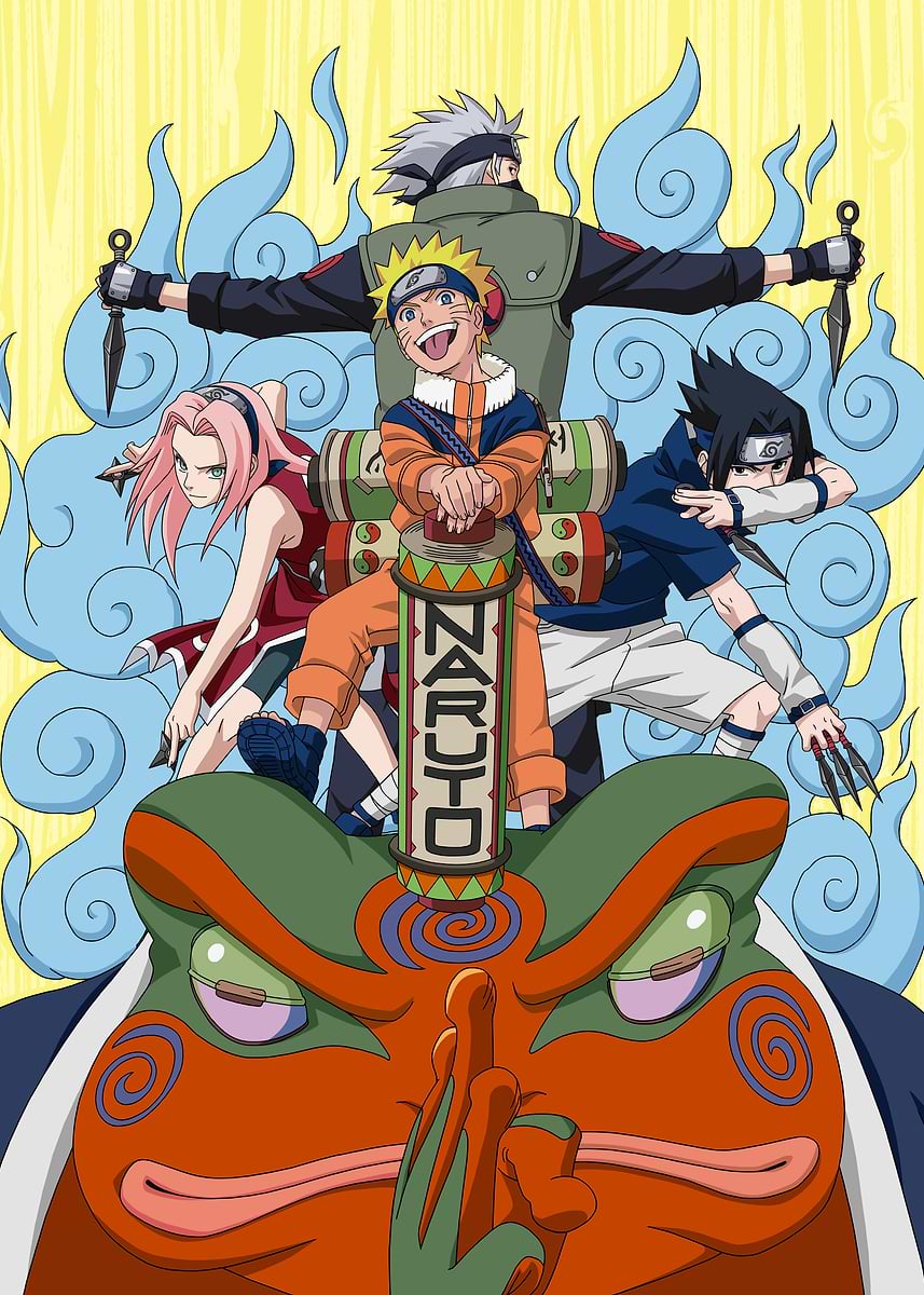 Team 7 Toad Summon' Poster, picture, metal print, paint by Naruto