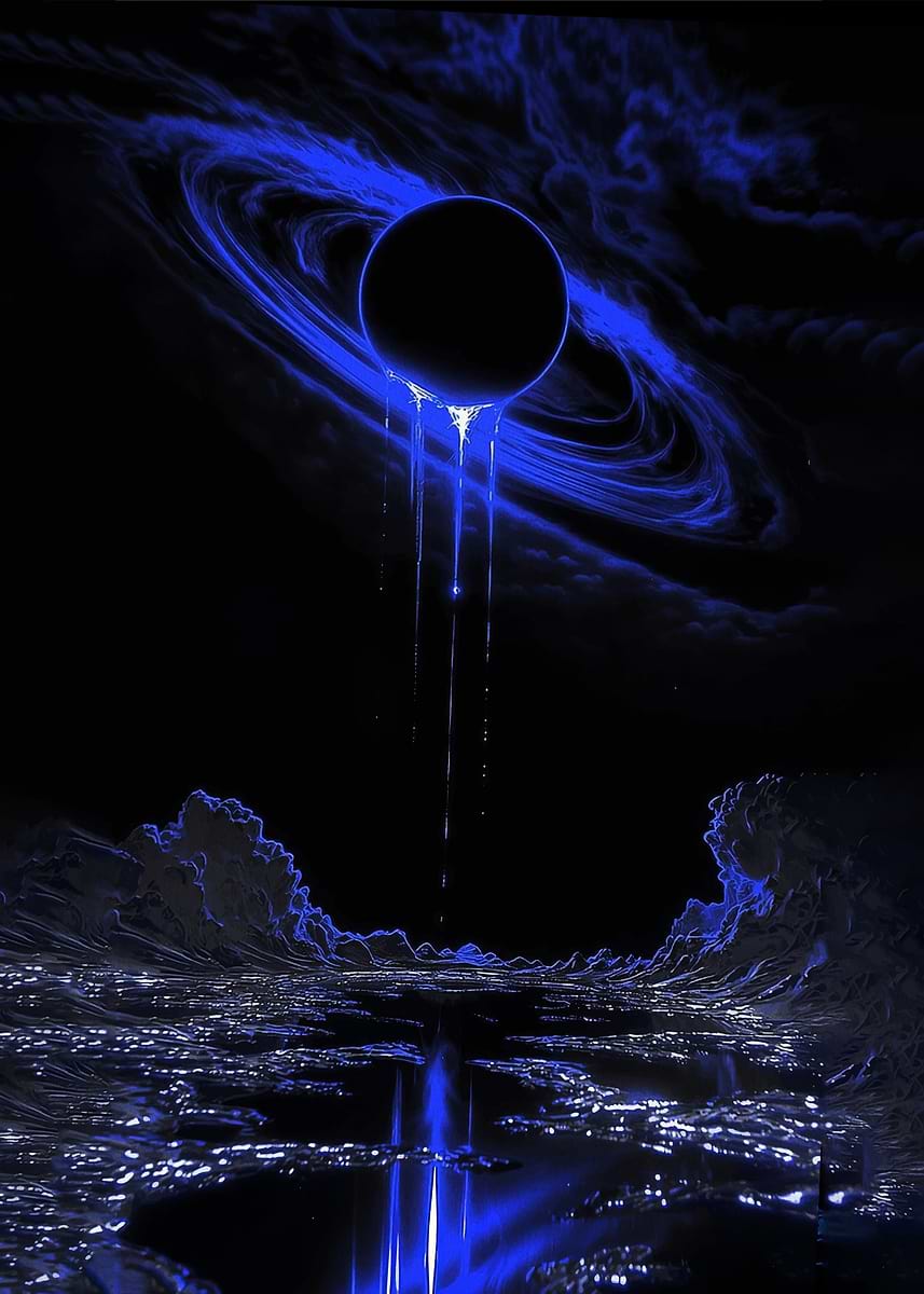 絵画 BLU/ZONE/2024 Cosmic Black Hole with Blue Nebula' Poster, picture, metal print