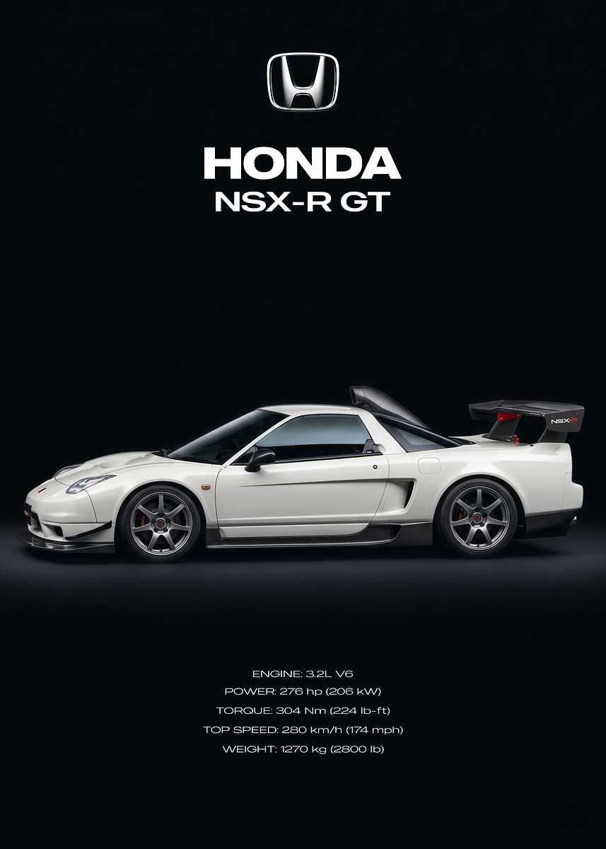 Honda NSX-R GT Car' Poster, picture, metal print, paint by