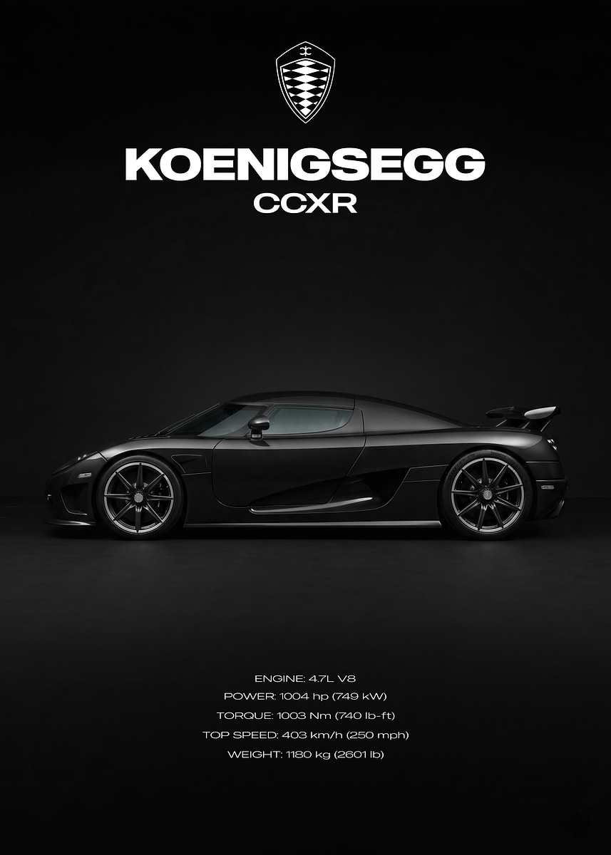 Koenigsegg CCXR Car Poster' Poster, picture, metal print, paint by