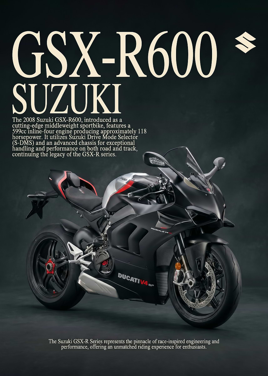 'sleek Suzuki GSX-R600 Sportbike poster ' Poster, picture, metal print ...
