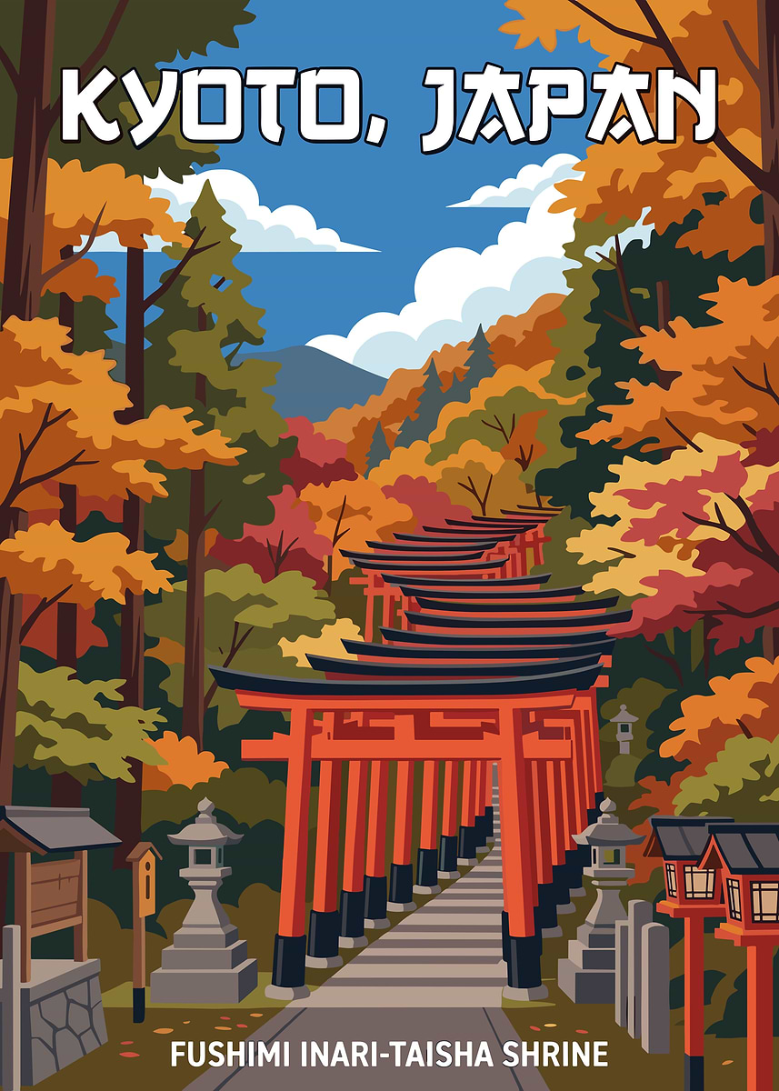 Kyoto, Japan Fushimi Inari Shrine' Poster, picture, metal print