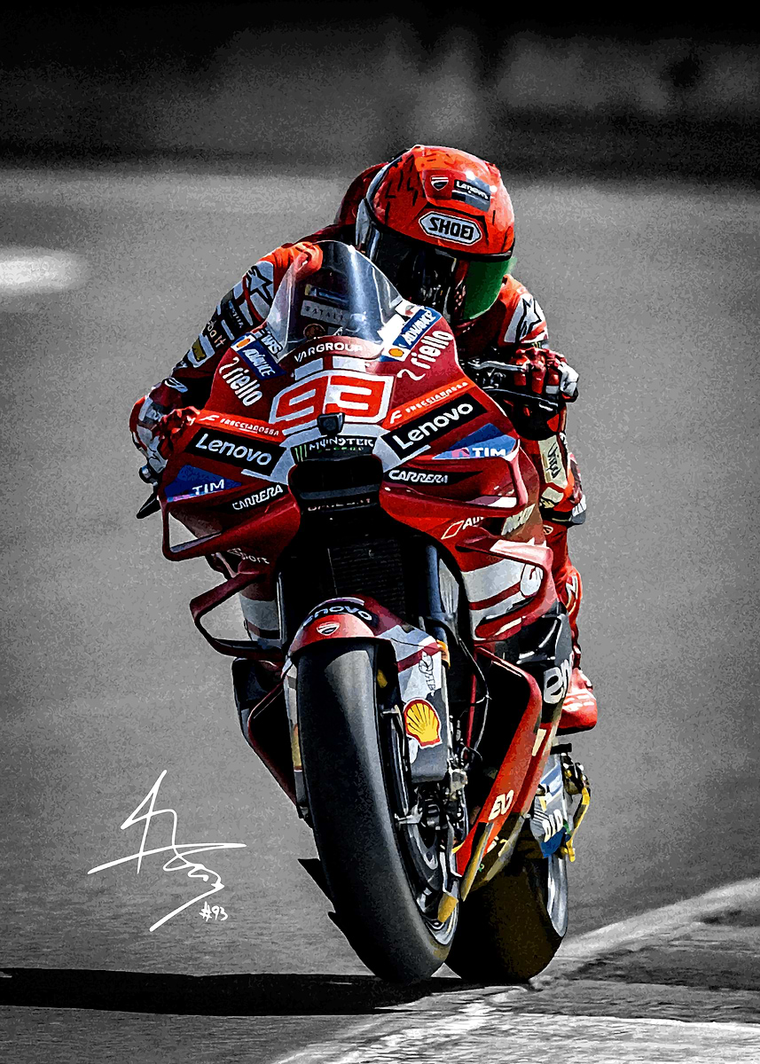 Marc Marquez on Ducati Motorcycle' Poster, picture, metal print