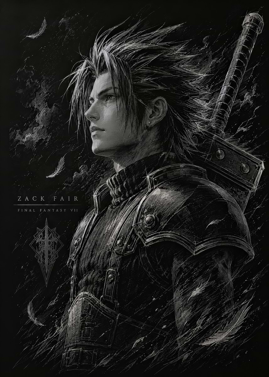 版画 ZACK Zack Fair Final Fantasy VII Art' Poster, picture, metal print