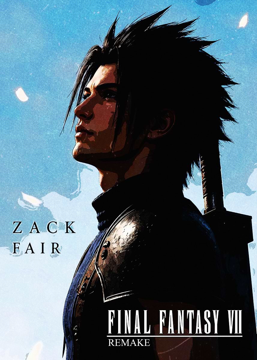 Zack Fair Final Fantasy VII Remake' Poster, picture, metal print