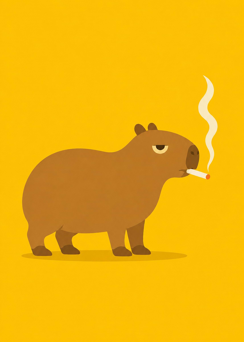 capybara smoking a cigarette Capybara Smoking Cigarette' Poster, picture, metal print, paint by  Wall_Goblins