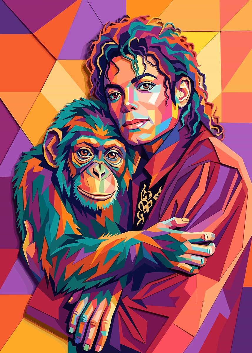 Michael Jackson and Chimpanzee Pop Art' Poster, picture, metal