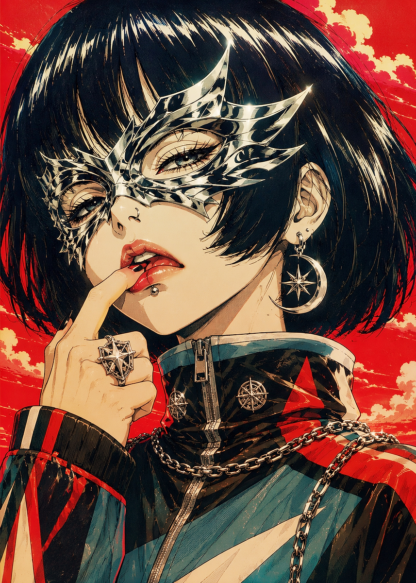 Cyber Gothic Phantom – Anime Masked Woman' Poster, picture, metal