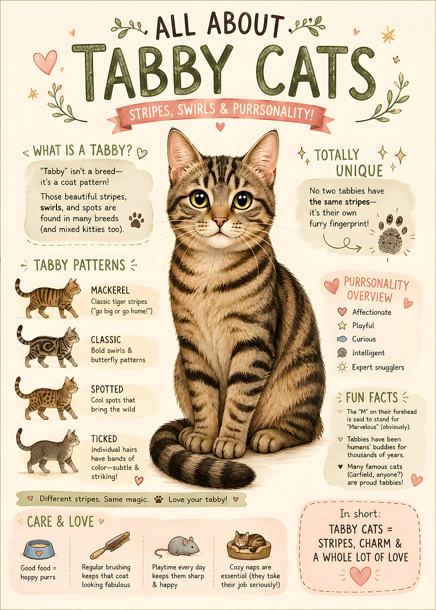 All About Tabby Cats' Poster, picture, metal print, paint by