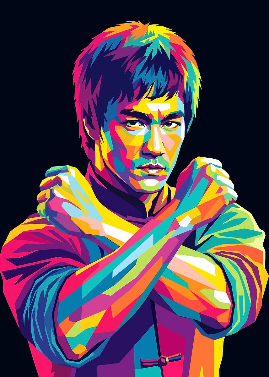 Bruce Lee Pop Art Portrait' Poster, picture, metal print, paint by