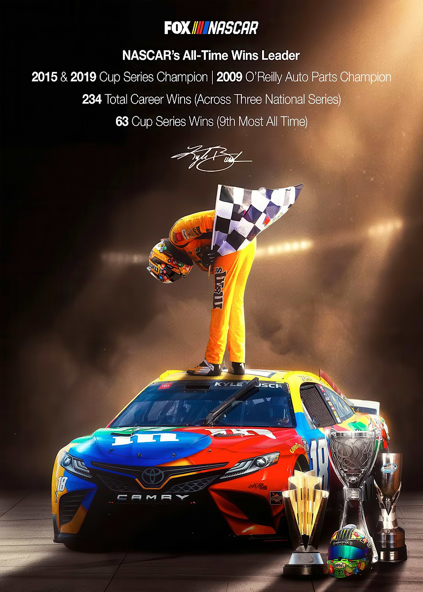 【最終価格】RENE GAGNONシルクスクリーン　37/40 Kyle Busch NASCAR Champion Celebration' Poster, picture, metal