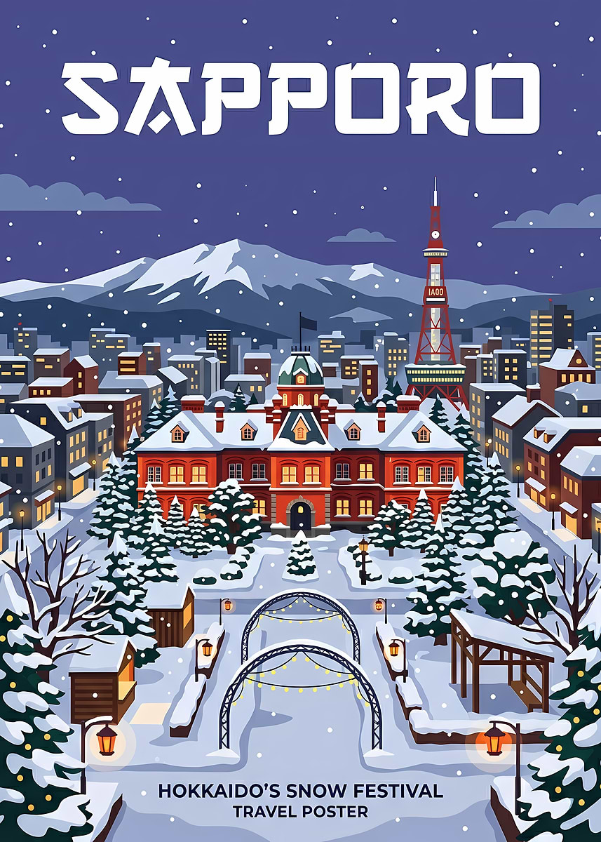 ポップアート1955-70￼ 200ページ￼ Sapporo Snow Festival Travel Poster' Poster, picture, metal print