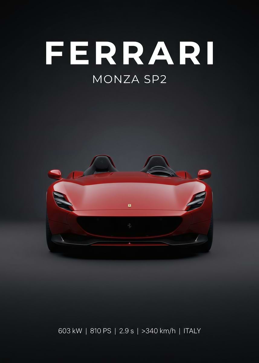 Ferrari Monza SP2 Car' Poster, picture, metal print, paint by