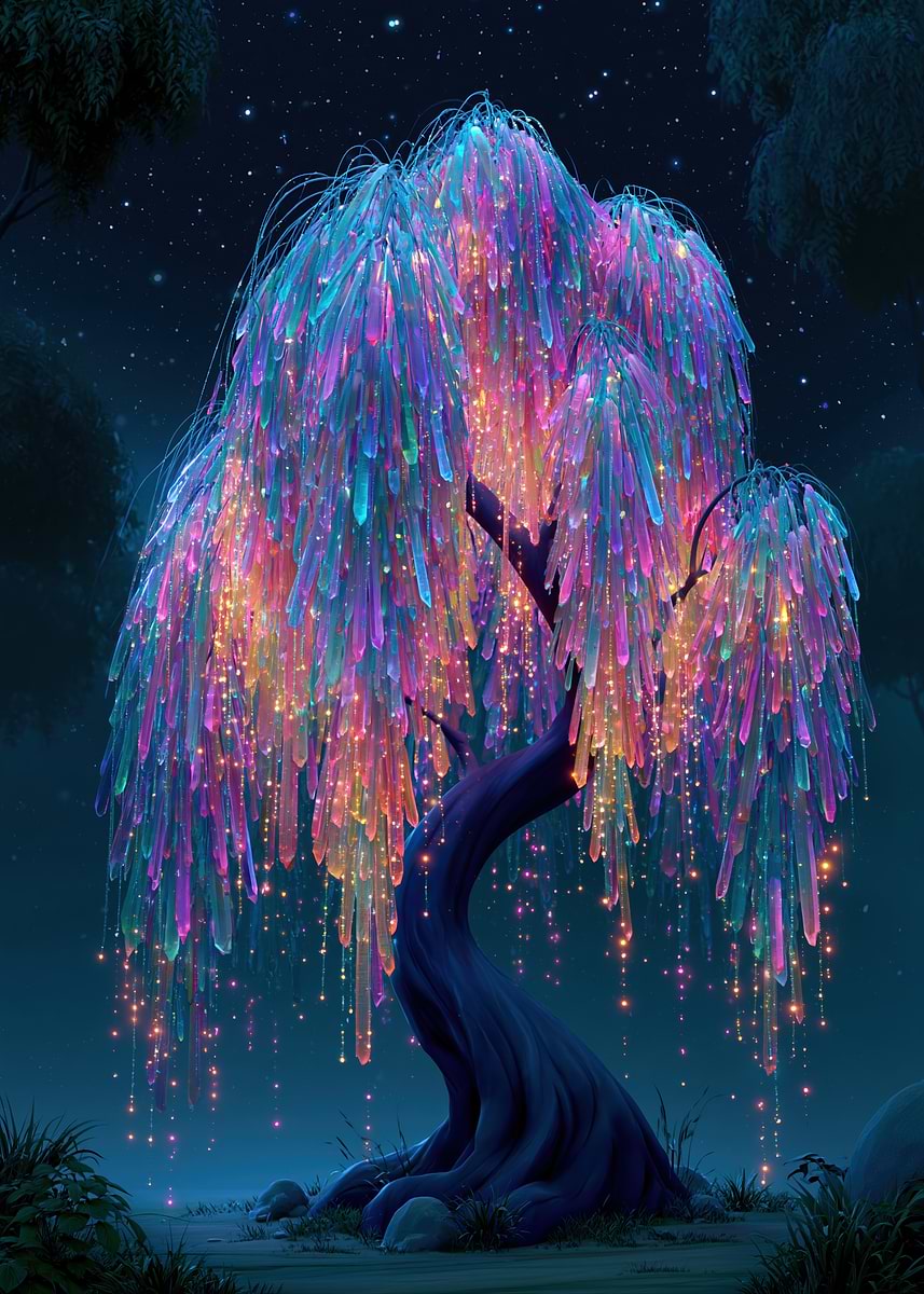 Enchanted Crystal Willow Tree' Poster, picture, metal print, paint