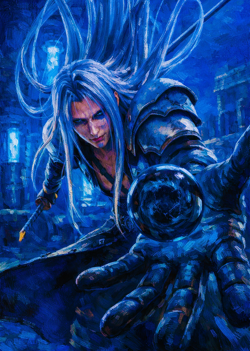 Sephiroth holding a dark orb' Poster, picture, metal print, paint