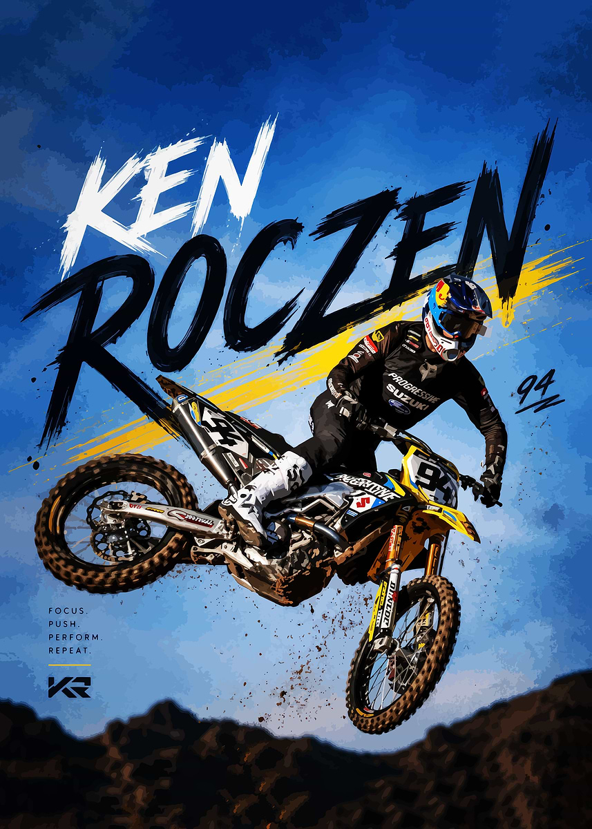 Ken Roczen Motocross Rider' Poster, picture, metal print, paint by