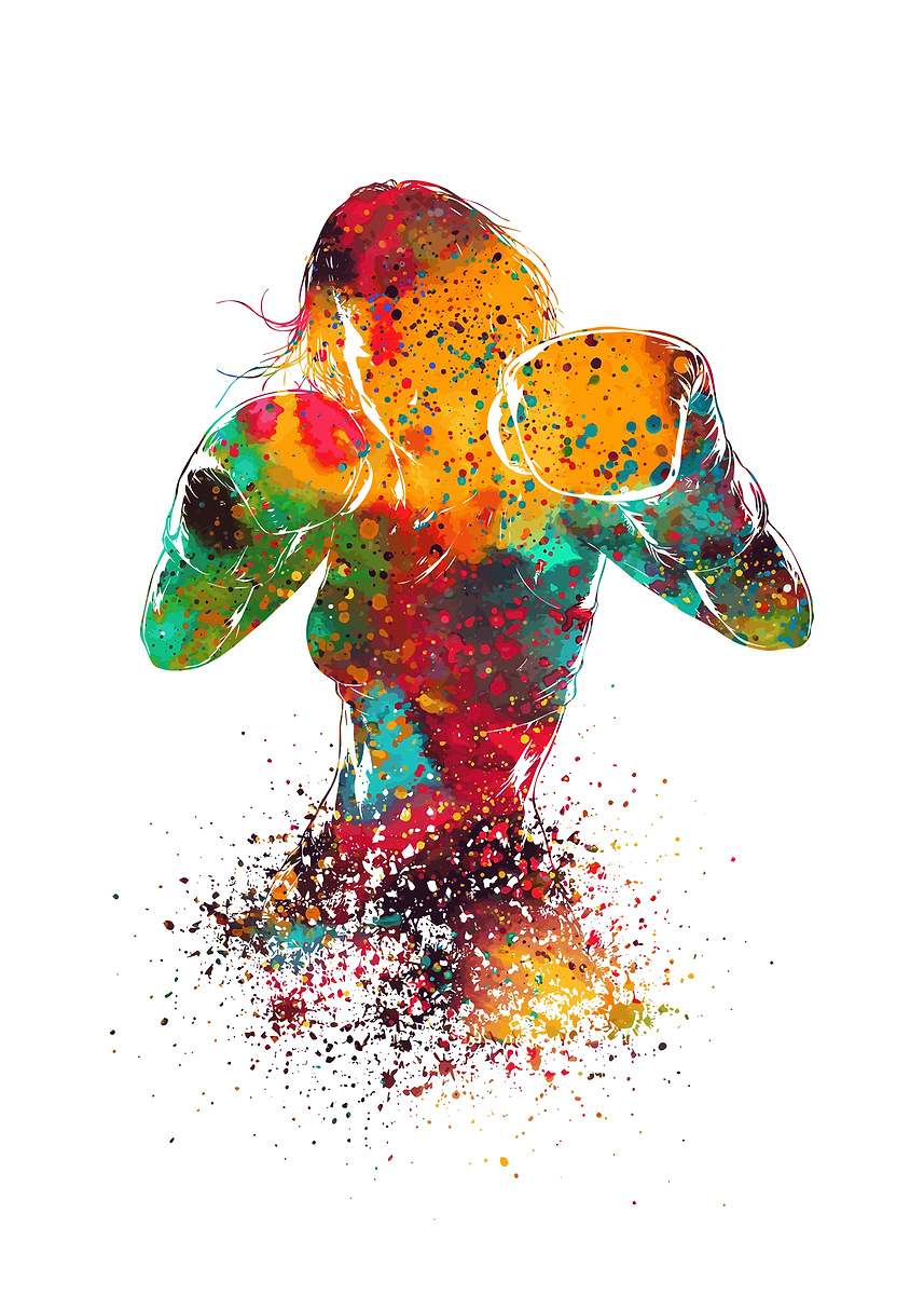Watercolor Woman Boxer' Poster, picture, metal print, paint by