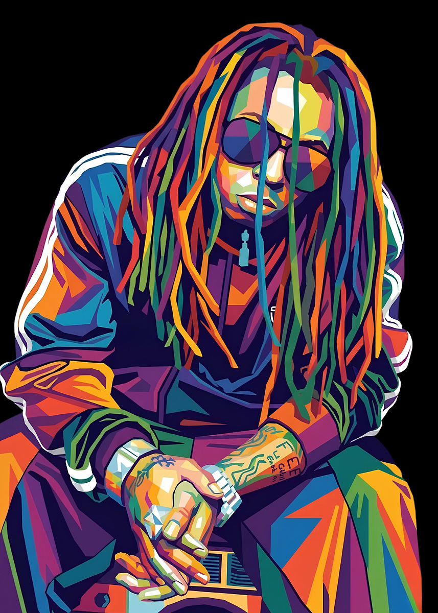 Colorful Pop Art Portrait of Lil Wayne' Poster, picture, metal