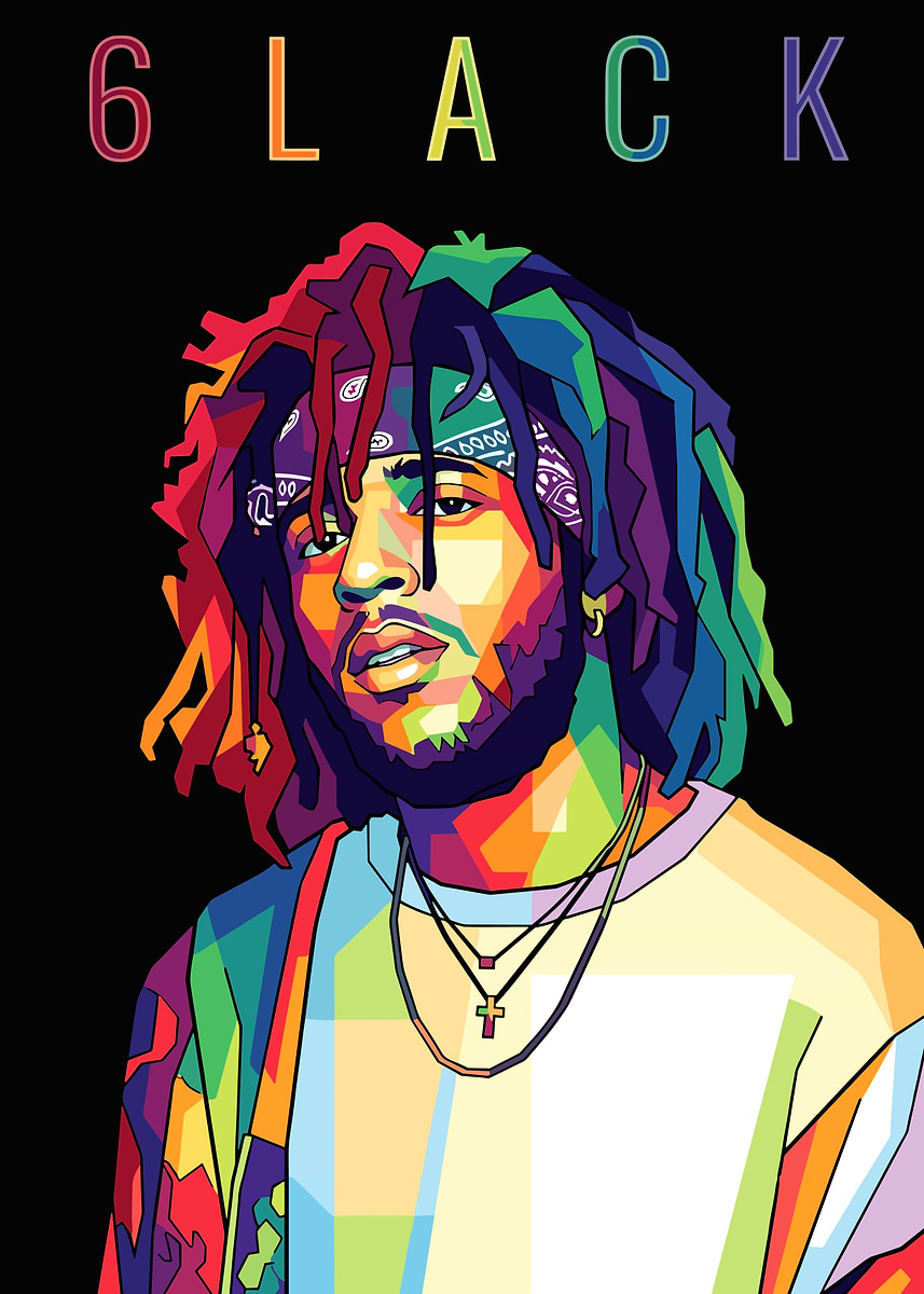 6lack Pop Art Portrait' Poster, picture, metal print, paint by