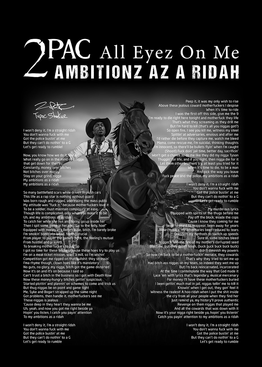 2Pac All Eyez On Me Ambitionz Az A Ridah' Poster, picture, metal