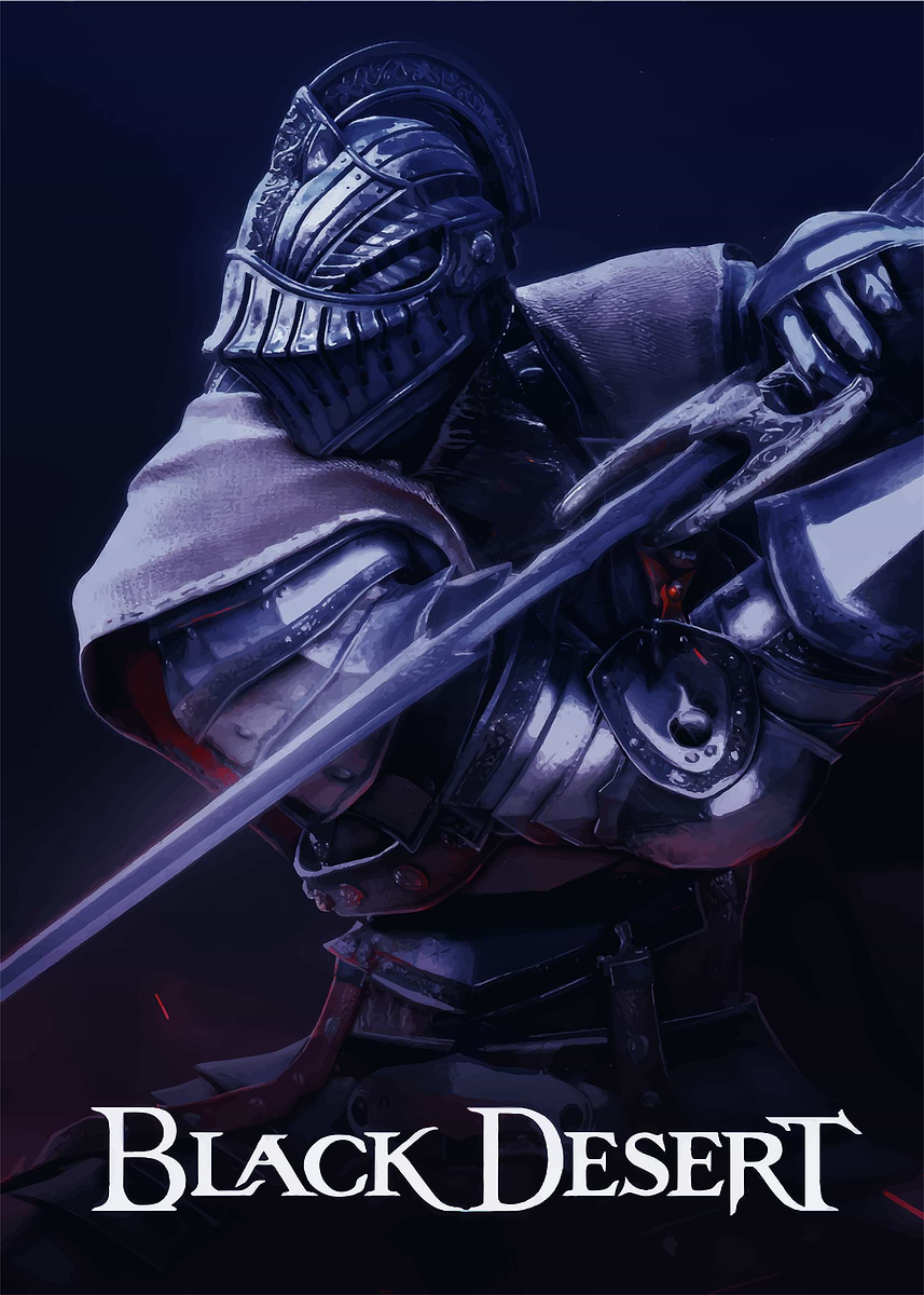 Black Desert Knight' Poster, picture, metal print, paint by NEKO