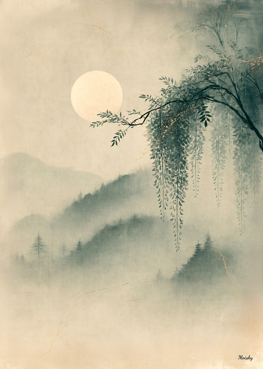 Zen Horizon Moonlit Wisteria No. 11 – Japanese Wisteria Wall Art