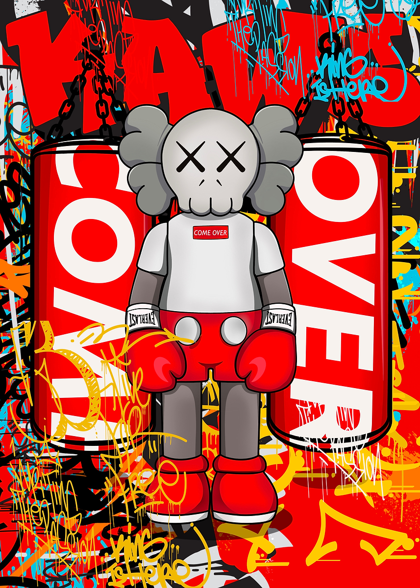 KAWS Companion with Boxing Gear' Poster, picture, metal print