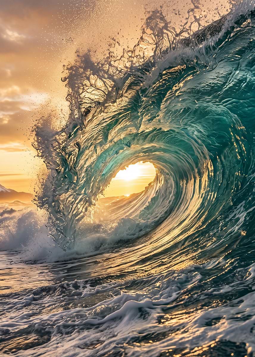 The Golden Wave' Poster, picture, metal print, paint by