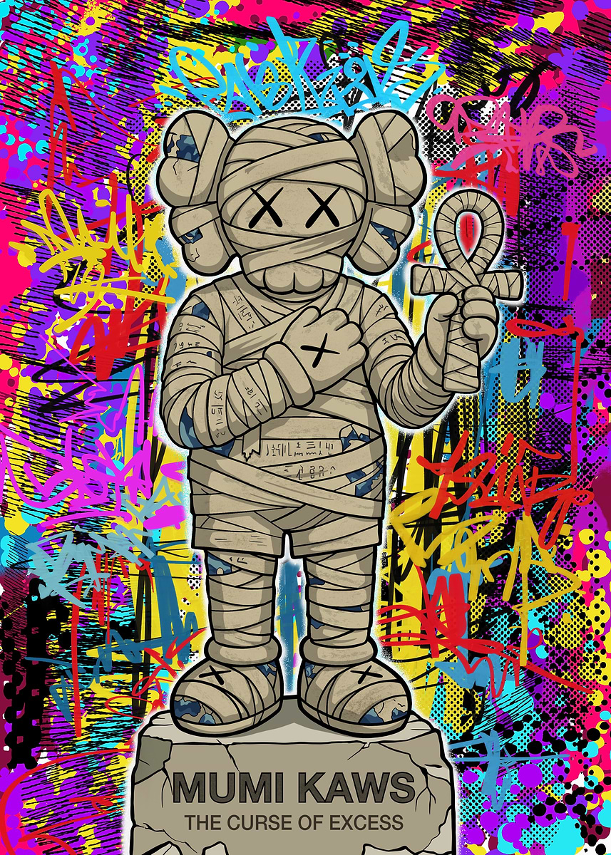 Kaws Mummy Graffiti Pop Art' Poster, picture, metal print, paint