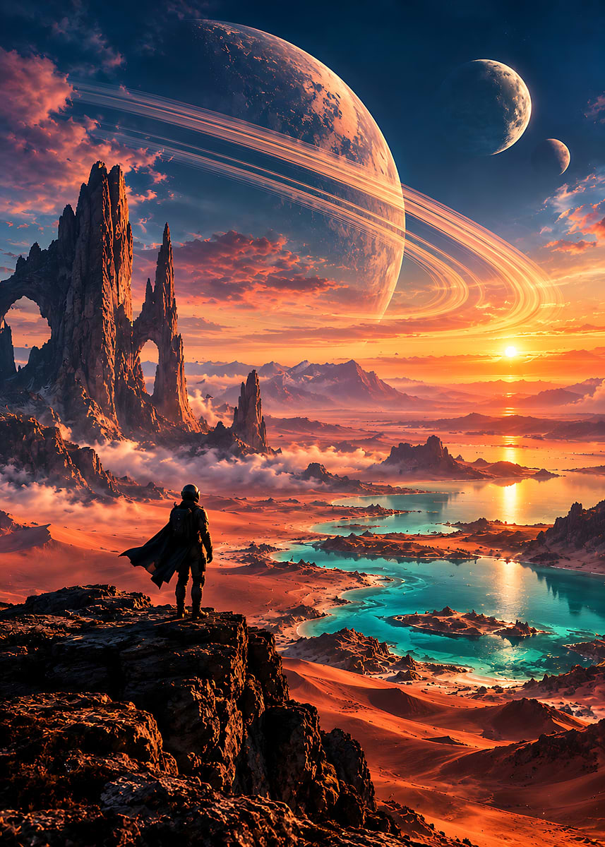 Lone Traveler on Alien Planet Poster, Picture & Metal Print – Space ...