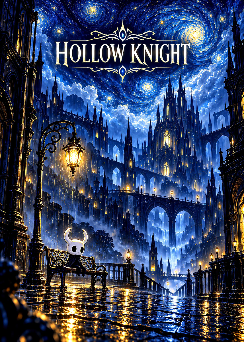 Hollow Knight Starry Night Cityscape Poster, Picture & Metal Print ...