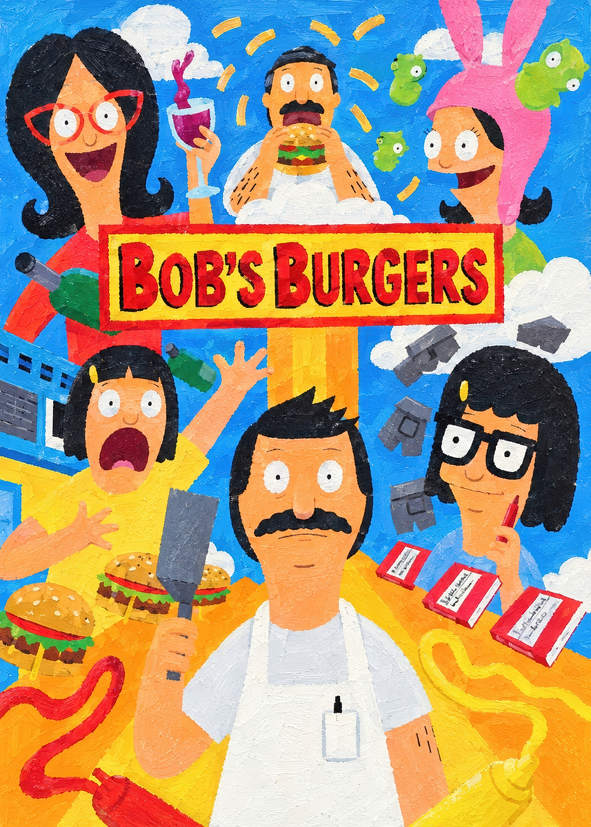 Bob's Burgers Cast Oil Painting Portrait Poster, Picture & Metal Print ...