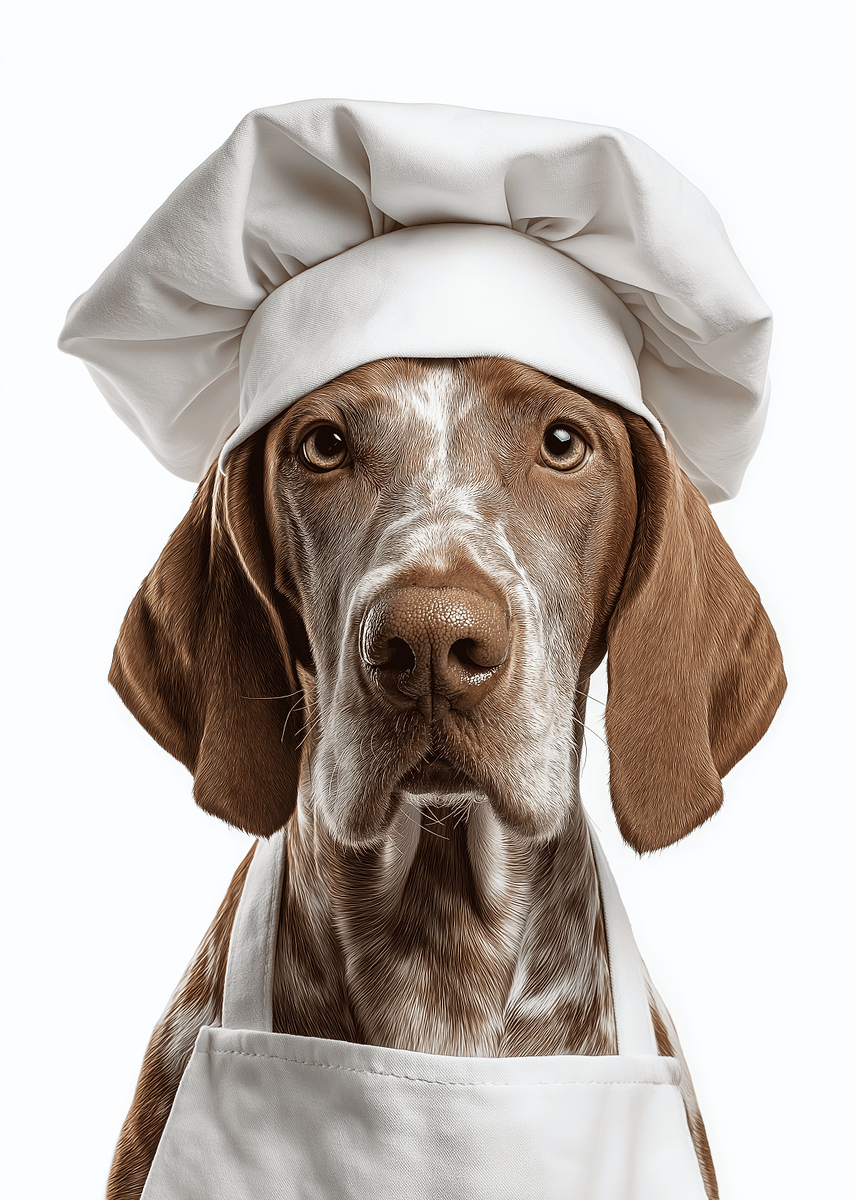 Bracco Italiano Dog Wearing Chef Hat and Apron Poster, Picture & Metal ...