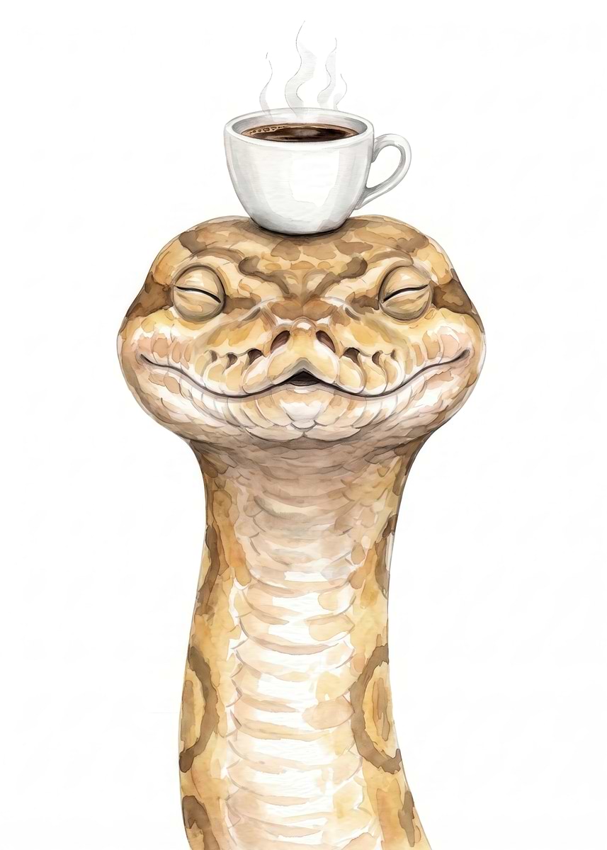 Custom Rattlesnake Logo Funny Snake Coffee Break Poster, Picture & Metal Print – Reptiles ...