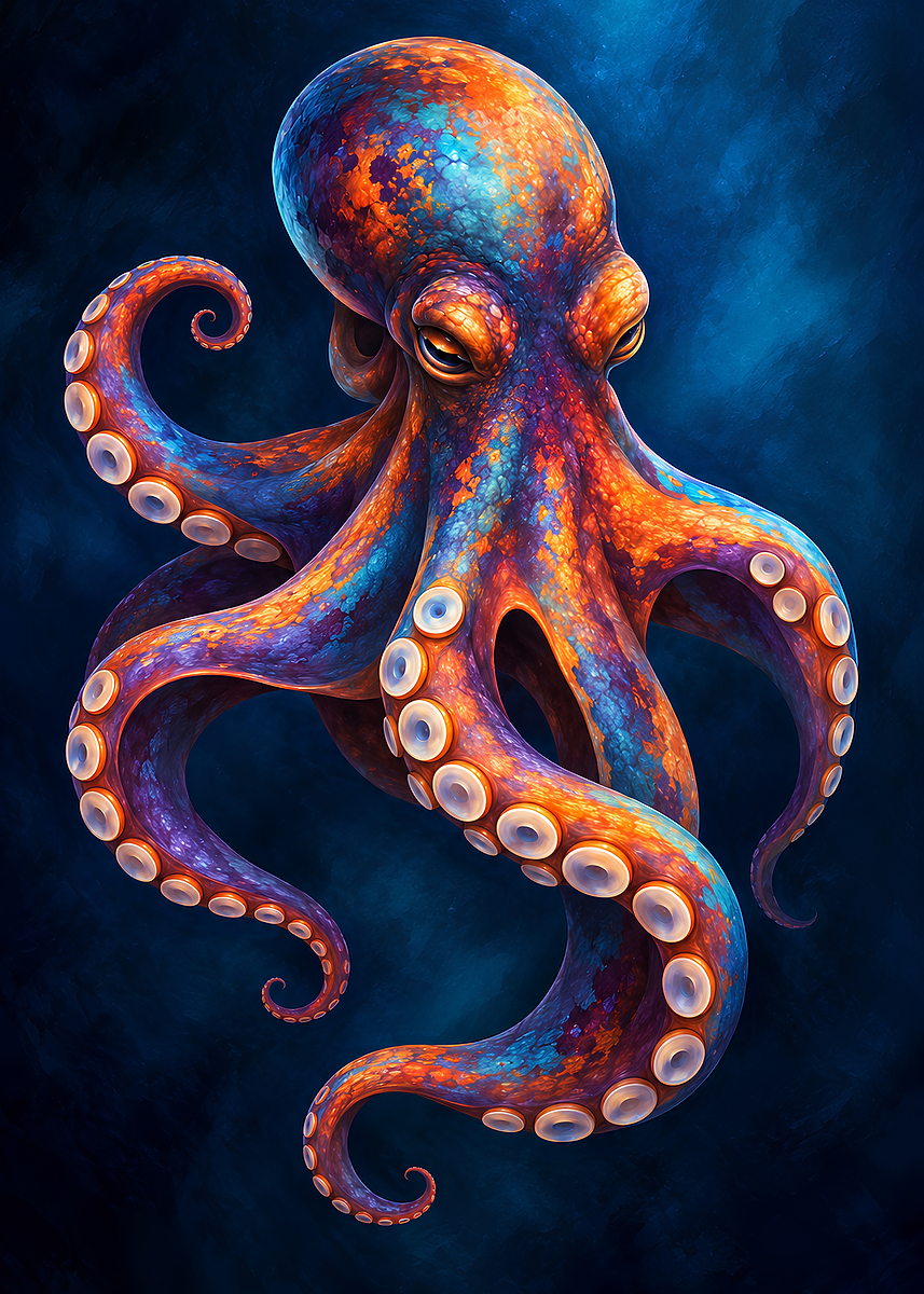 Displatel Vibrant Colorful Octopus Digital Art Poster, Picture & Metal Print ...