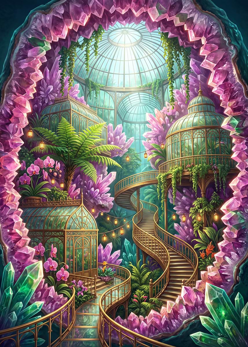 Crystal Geode Greenhouse Fantasy Garden Poster, Picture & Metal Print ...