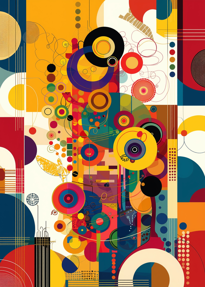 Vibrant Abstract Geometric Composition Poster, Picture & Metal Print ...