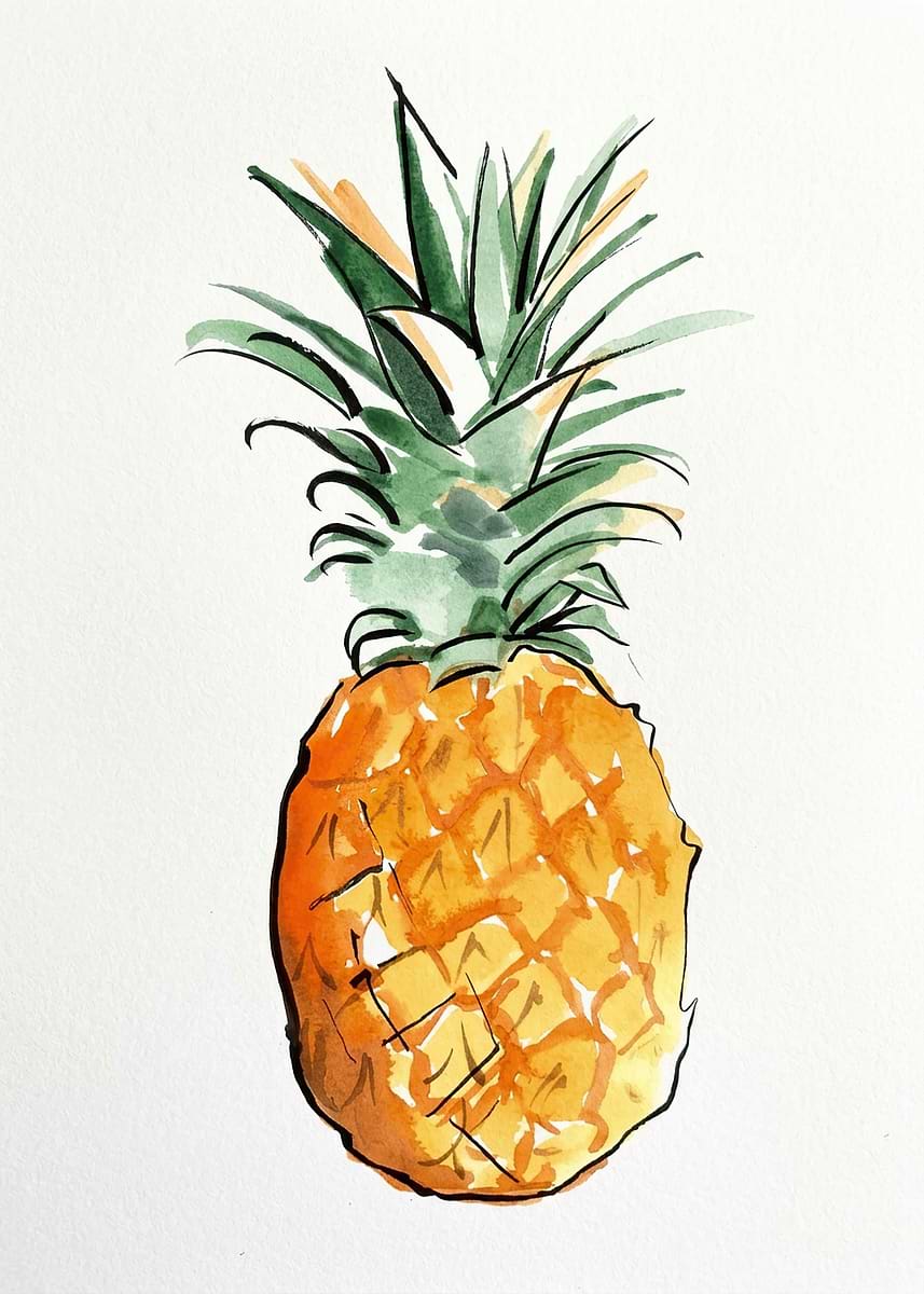Pineapple Design Pattern Watercolor Pineapple Illustration Poster, Picture & Metal Print ...
