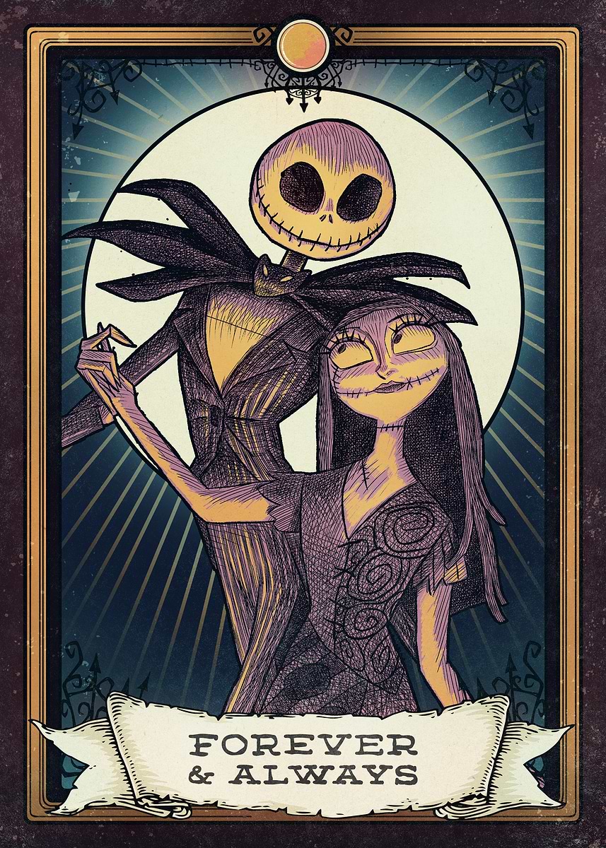 'Jack & Sally - Forever & Always' Poster, picture, metal print, paint