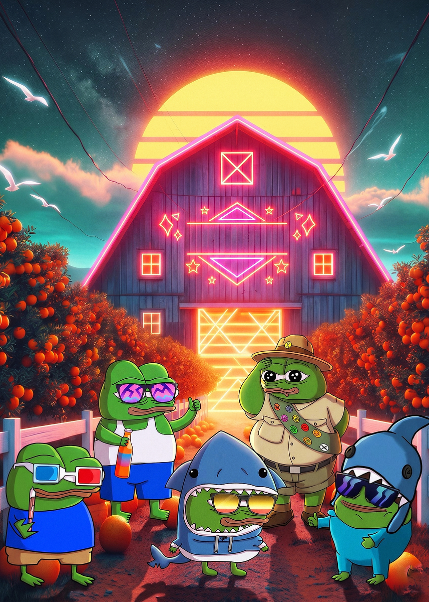Poster Picture Pepe Farm Neon Retro Art Poster Poster, Picture & Metal Print – Digital ...