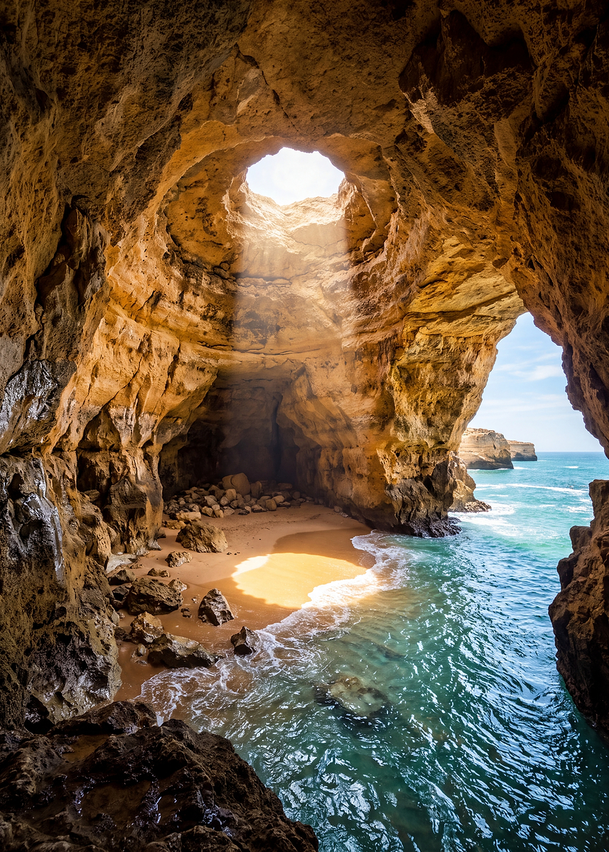 Poster Picture Sea Cave Skylight Poster, Picture & Metal Print – Coastal Scenery ...