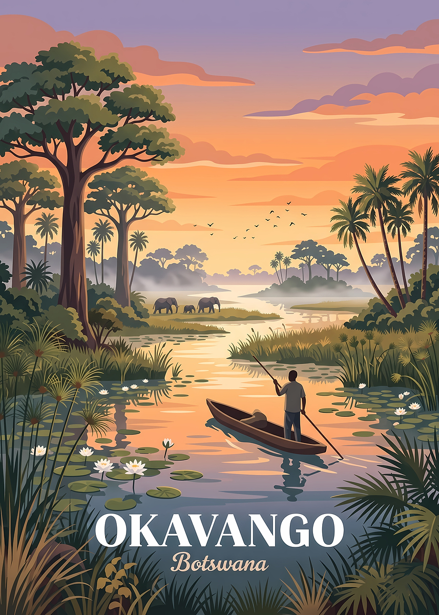 Poster Picture Okavango Delta Botswana Travel Poster Poster, Picture & Metal Print ...