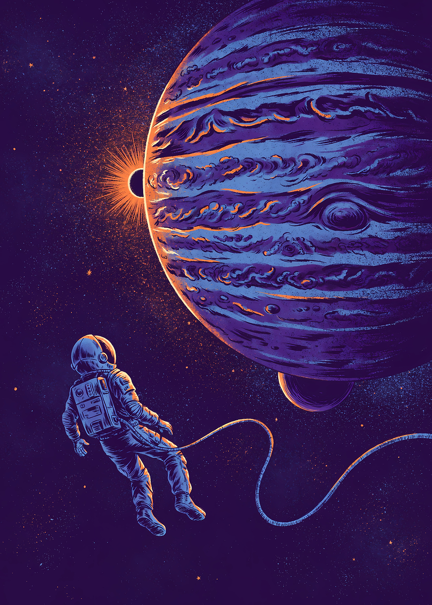 Astronaut Floating Near Giant Planet Poster, Picture & Metal Print ...