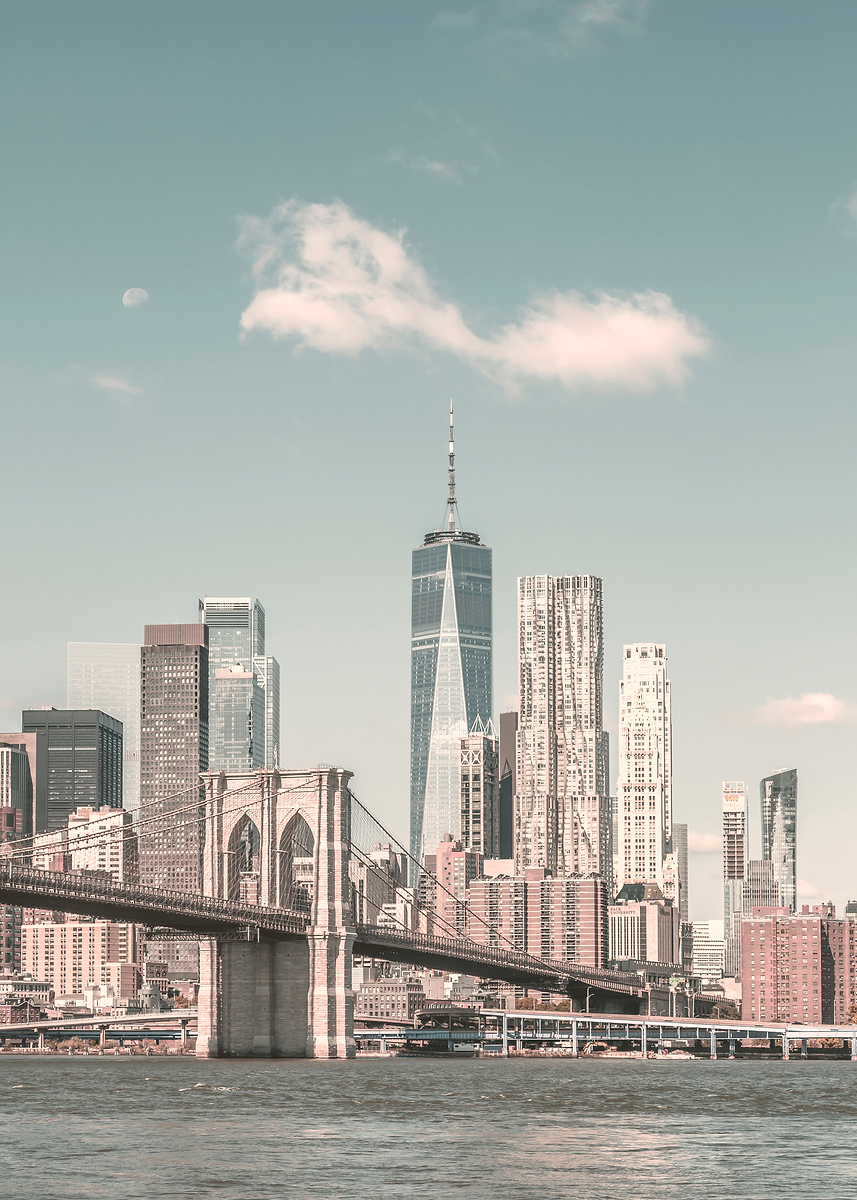 Poster Picture NYC Brooklyn Bridge and Skyscrapers Poster, Picture & Metal Print ...