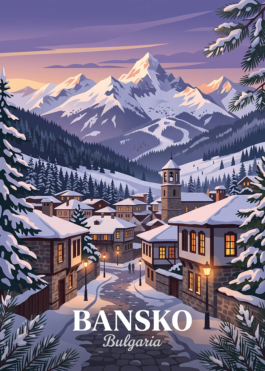 Poster Picture Bansko Bulgaria Winter Travel Poster Poster, Picture & Metal Print ...